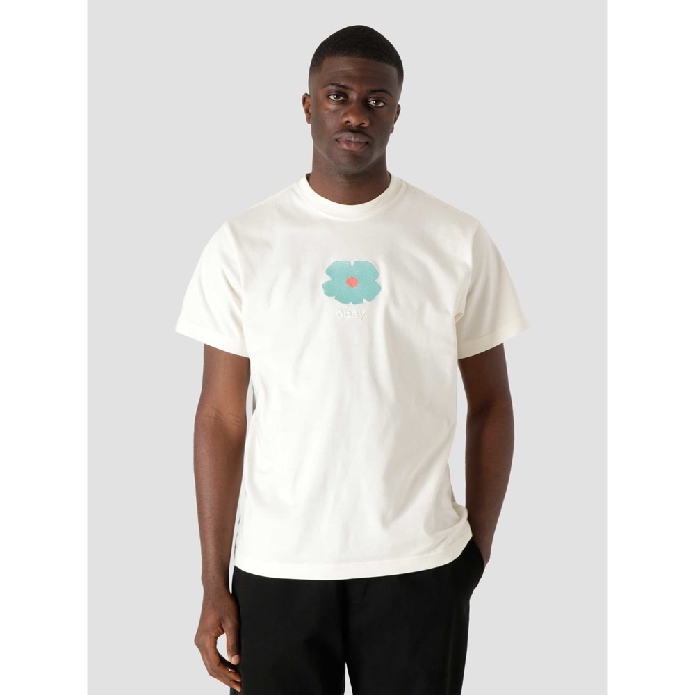 Obey Elijah Flower Shirt Sago Cream Short Sleeve Tee Shirt
